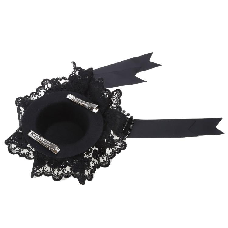 Halloween Hair Ornaments Vintage Lace Top Hat Ribbon Bowknot Gothic Headdress