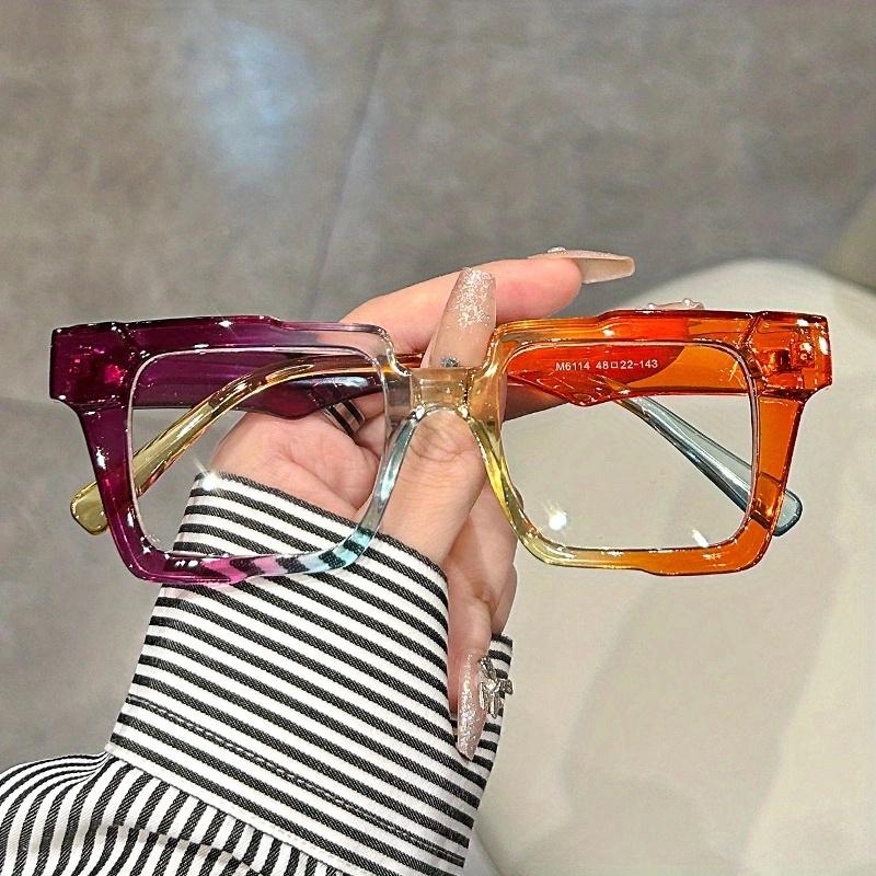 

Square Frame Full Rim Pc Polycarbonate Men Women Spectacles Minimalist Style Anti Blue Light Protection With Metal Hinge