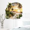 Autocollants Muraux Coucher de Soleil Plage d'Été Grandes Plantes Tropicales Arbre de Palmier Stickers Muraux à Décoller et Coller Décor d'Art Mural pour Salon Chambre Bureau Canapé TV