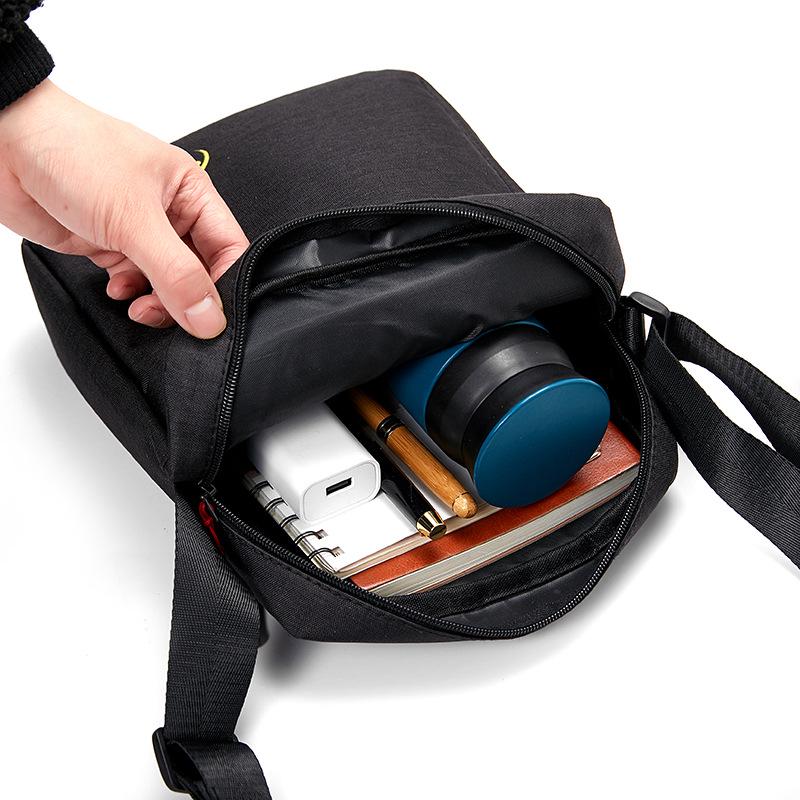 Men's Black Oxford Cloth Waterproof Crossbody Shoulder Bag - Large Capacity, Minimalist Design for Casual Travel