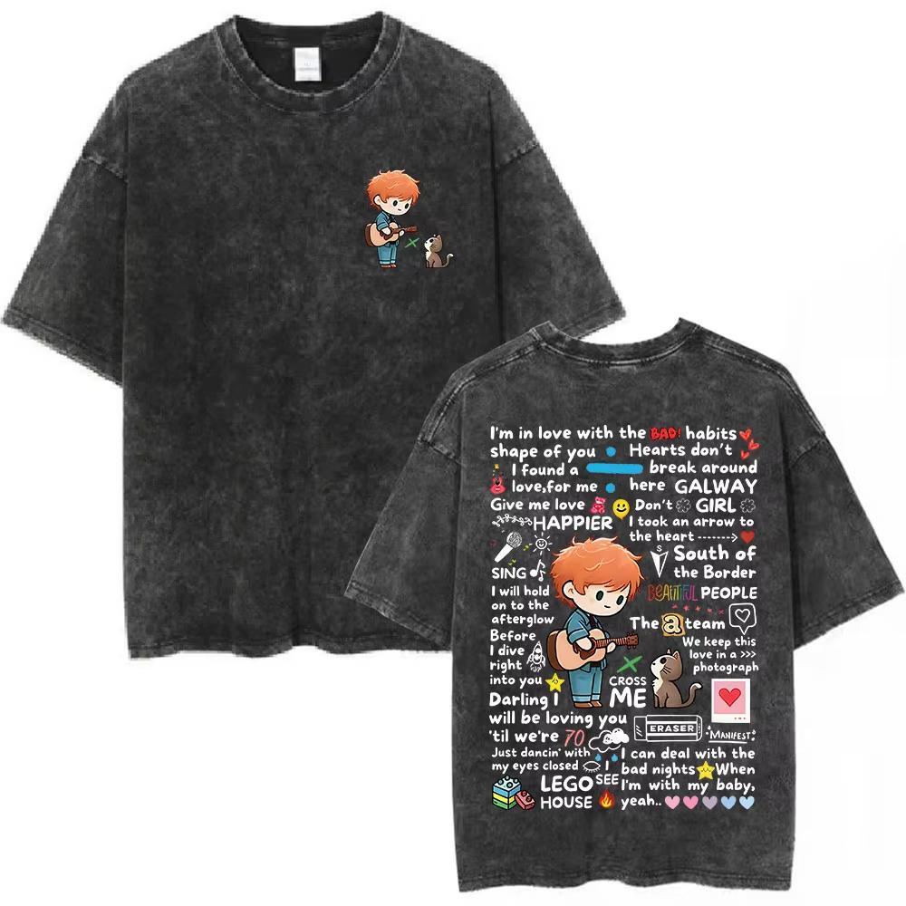 

Ed Sheeran Loop Tour Australia Vintage Washed Tshirt Mens Women Clothing Fashion Hip Hop Cotton Casual Oversized T Shirts 2XL
