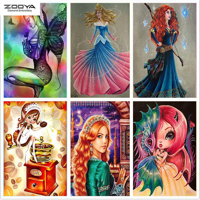 

ZOOYA DIY Полный дрель Алмазная картина Мультфильм Женщина Искусство Вышивка Крестом Мозаика Домашний Декор Подарок