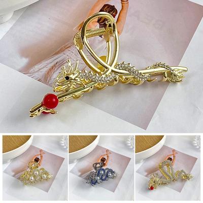 Spinka do włosów dla kobiet w stylu chińskim w kształcie smoka, antypoślizgowa, z tyłu głowy, spinka do włosów z zębami, spinka do włosów z rekinem