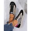 [Everyday Comfort] Women's Leopard Print Star Sneakers, Casual Lace-Up Low Top Shoes with Round Toe, Fabric Upper & Mesh Inner, PVC Sole