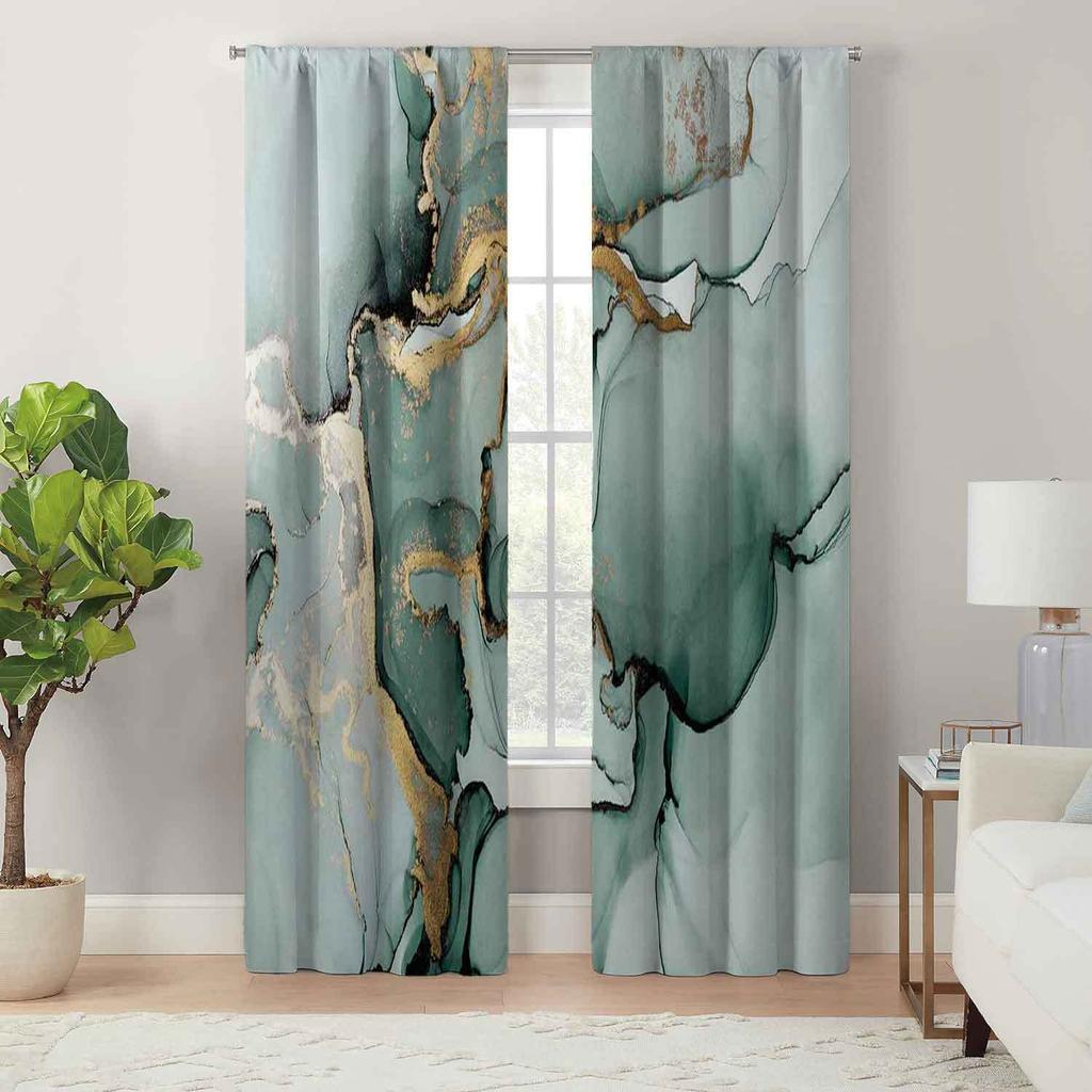 2pcs Marble Pattern Curtains Decorative Window Drape Window Treatments For Bedroom Living Room Home Decoration Room Decoration