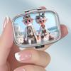 Portable Pill Box with 2 Compartments, Mini Metal Medicine Organizer Case, Cute Printed Pill Container for Vitamins, Pills, Jewelry, Travel, Daily Use