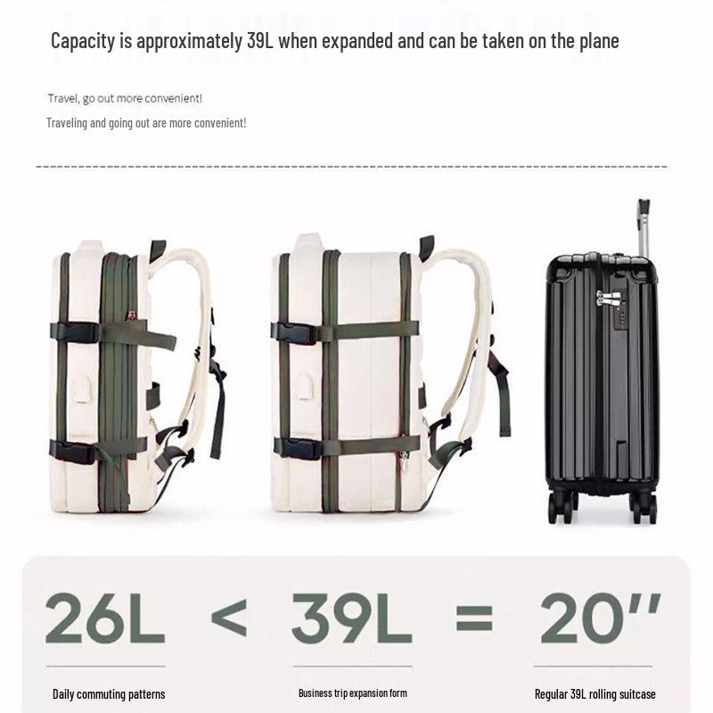 Expandable Double Shoulder Backpack - Unisex Carry-on with Multi-layer Storage and Laptop Compartment, Super Large Capacity