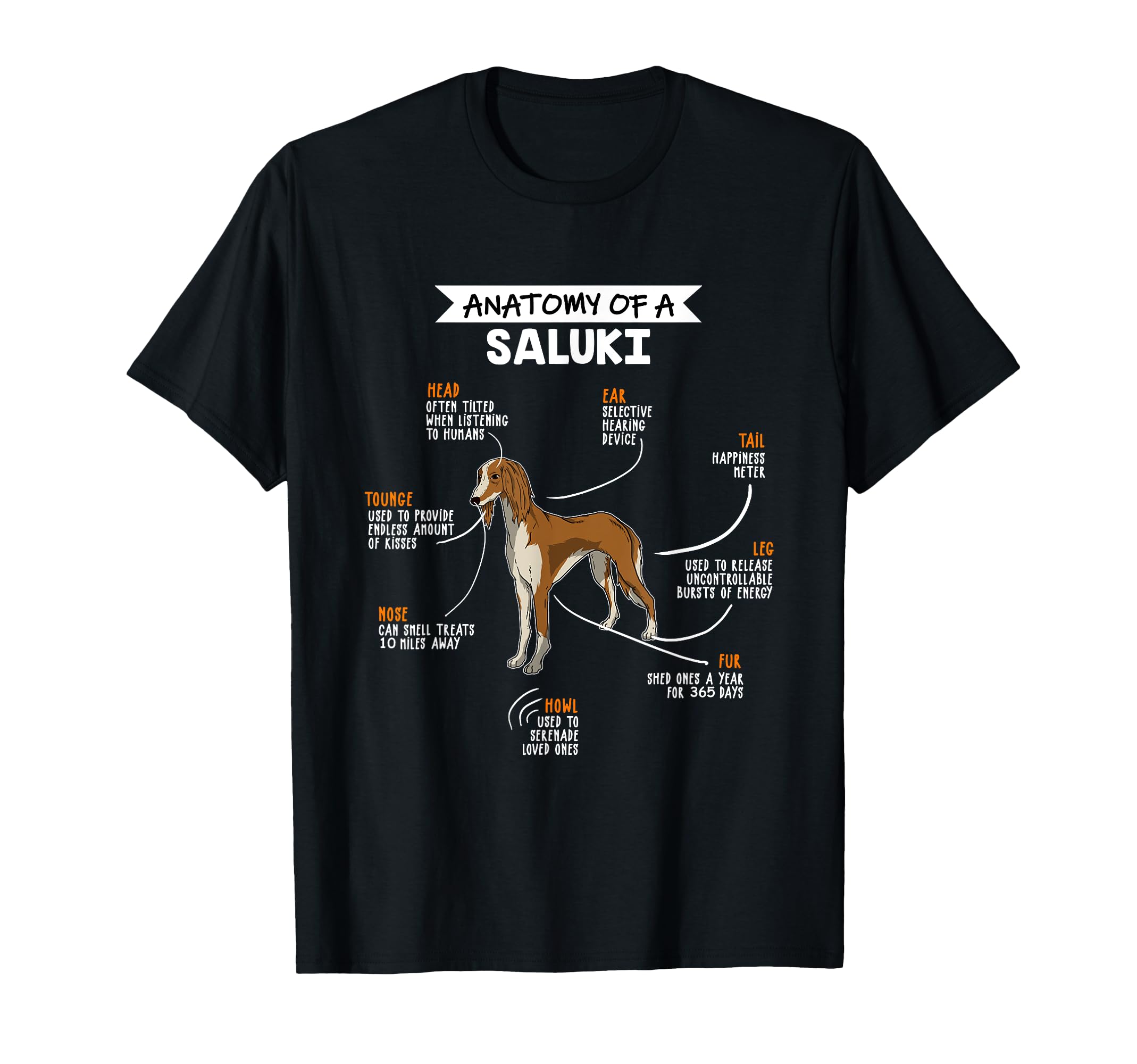 

Anatomy of a Saluki Dog Funny Dog Lover Gift T-Shirt