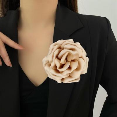 Elegant 3D Satin Flower Brooch - High-End Suit and Sweater Accessory, 10cm
