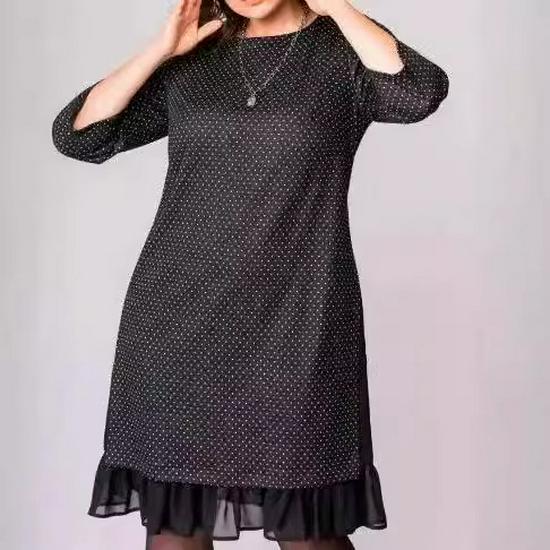 Elegant Black Polka Dot Summer Dress for Middle-Aged Women