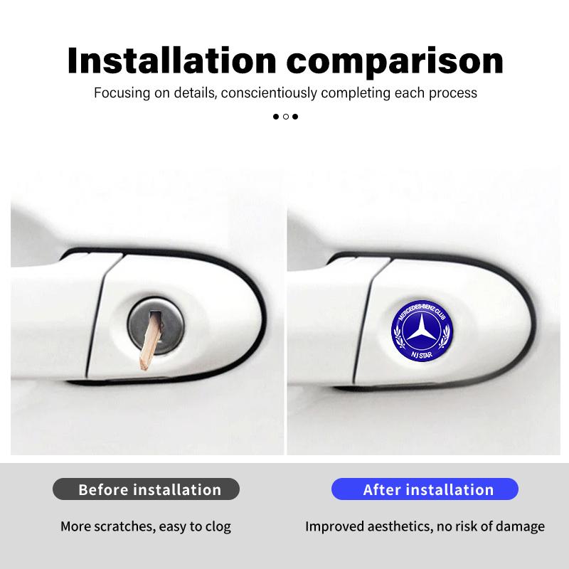 8pcs Car Door Keyhole Sticker Lock Protector Anti-blocking Decal For Mercedes Benz W202 W212 W126 W140 W168 W177 CLS GLE GLC GLS QS1