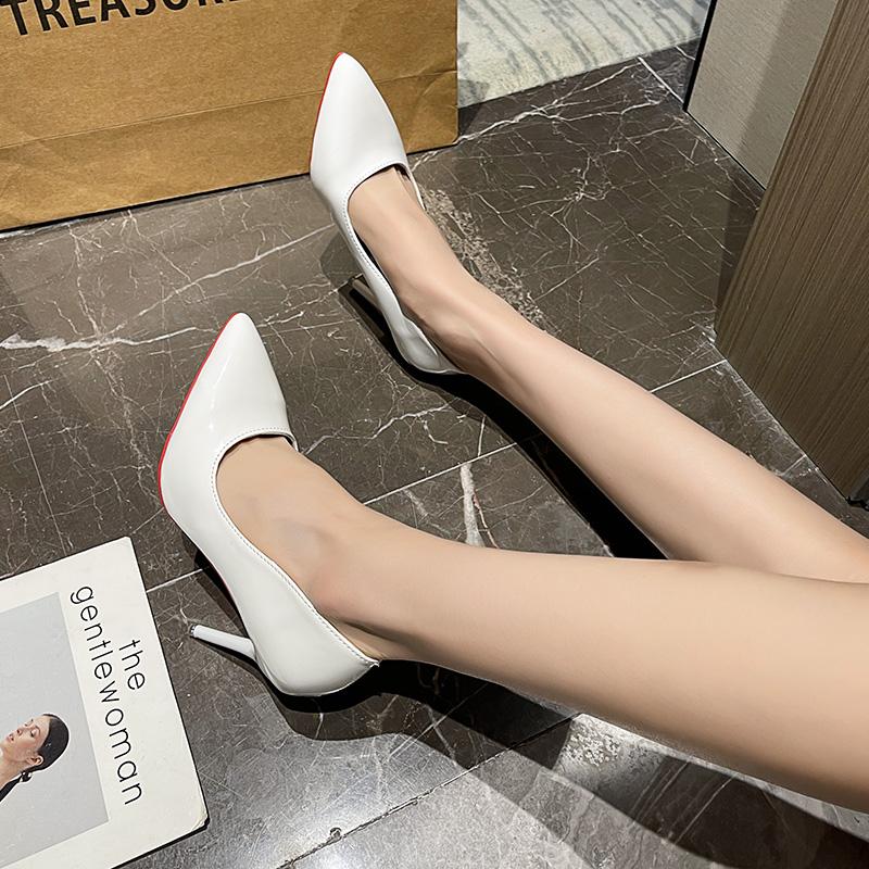 Fashion 2025 New Temperament Super High Thin Heels Shoes Women Pumps Pointed Toe Colorful Patent Leather Stiletto Wedding Shoes
