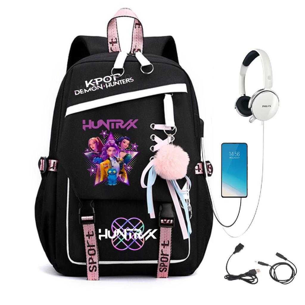 College style ins trend witch hunter Korean version USB multi-function backpack large capacity student bag