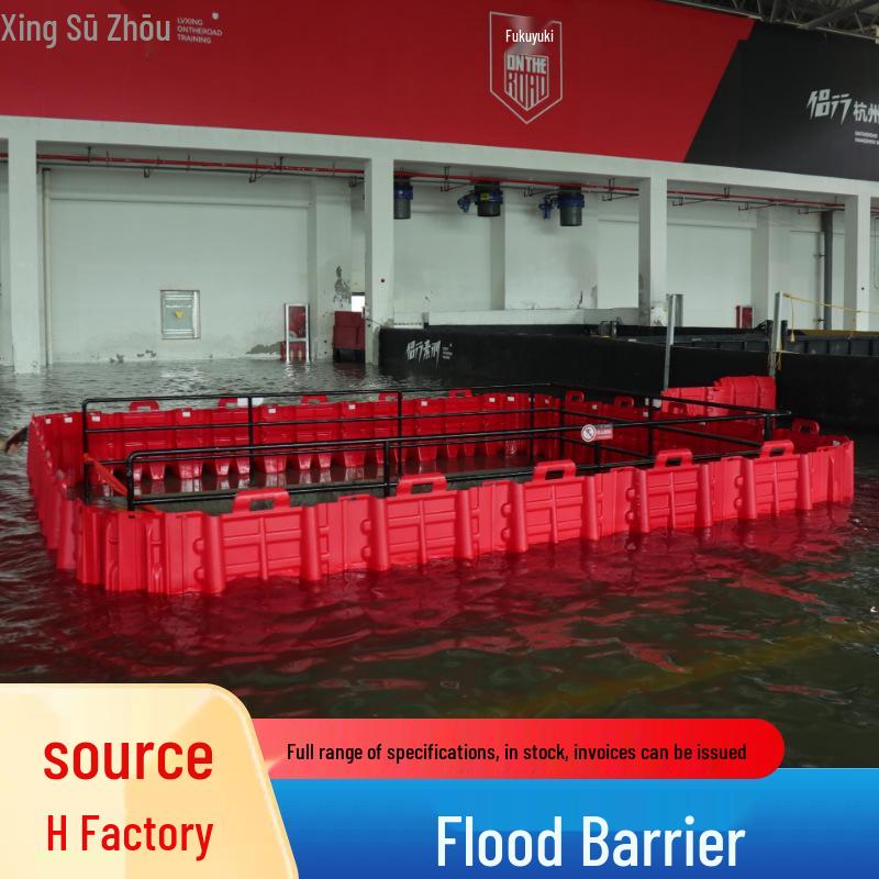 Red L-shaped Detachable ABS Flood Barrier for Water Control In Garages and Malls