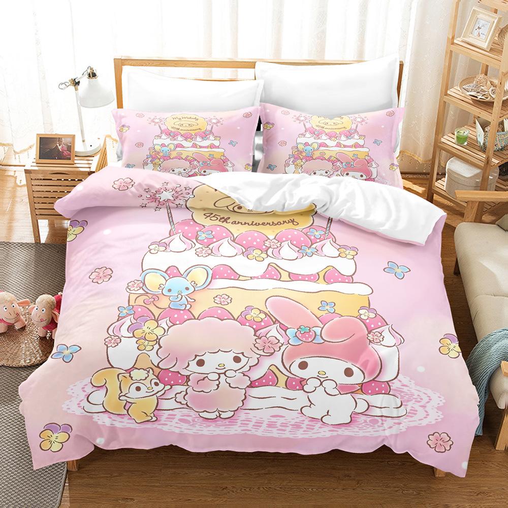 Melody Polished Four-Piece Cartoon Sanrio Autumn And Winter Warm Bedding Quilt Cover Pillowcase Mattress Sheet