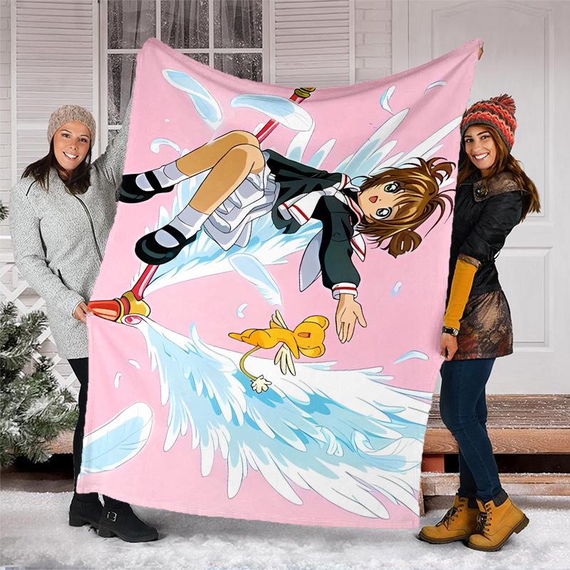 Sakura Kinomoto Theme Printed Blanket - Perfect for Couch, Bed, Travel & Outdoor Use | Machine Washable, Cozy & Durable.