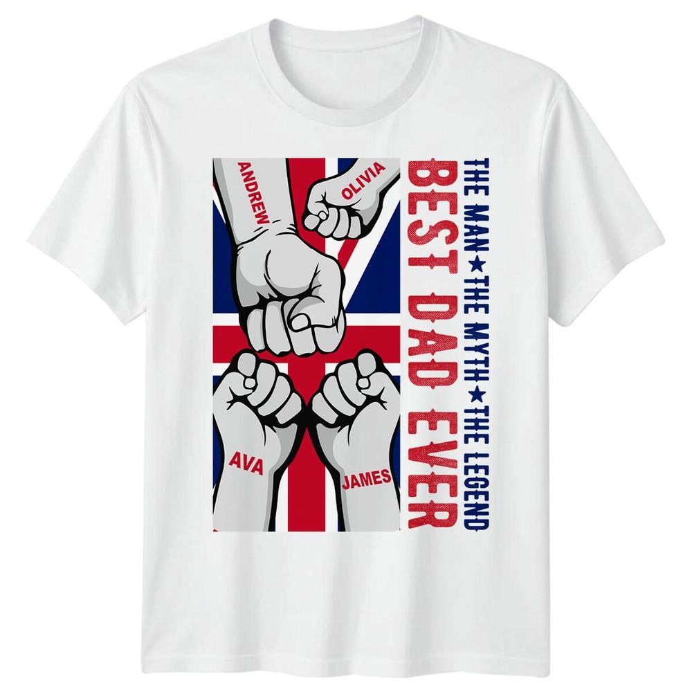 

Fist Union Jack Personalised Mens Funny Fathers Day T-Shirt Tee Best Dad Ever#FD S