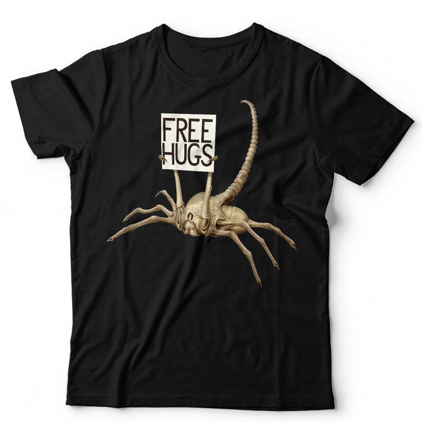 Alien Xenomorph Tshirt Funny Facehugger Free Hugs Movie Film Weyland Nostromo S разноцветный