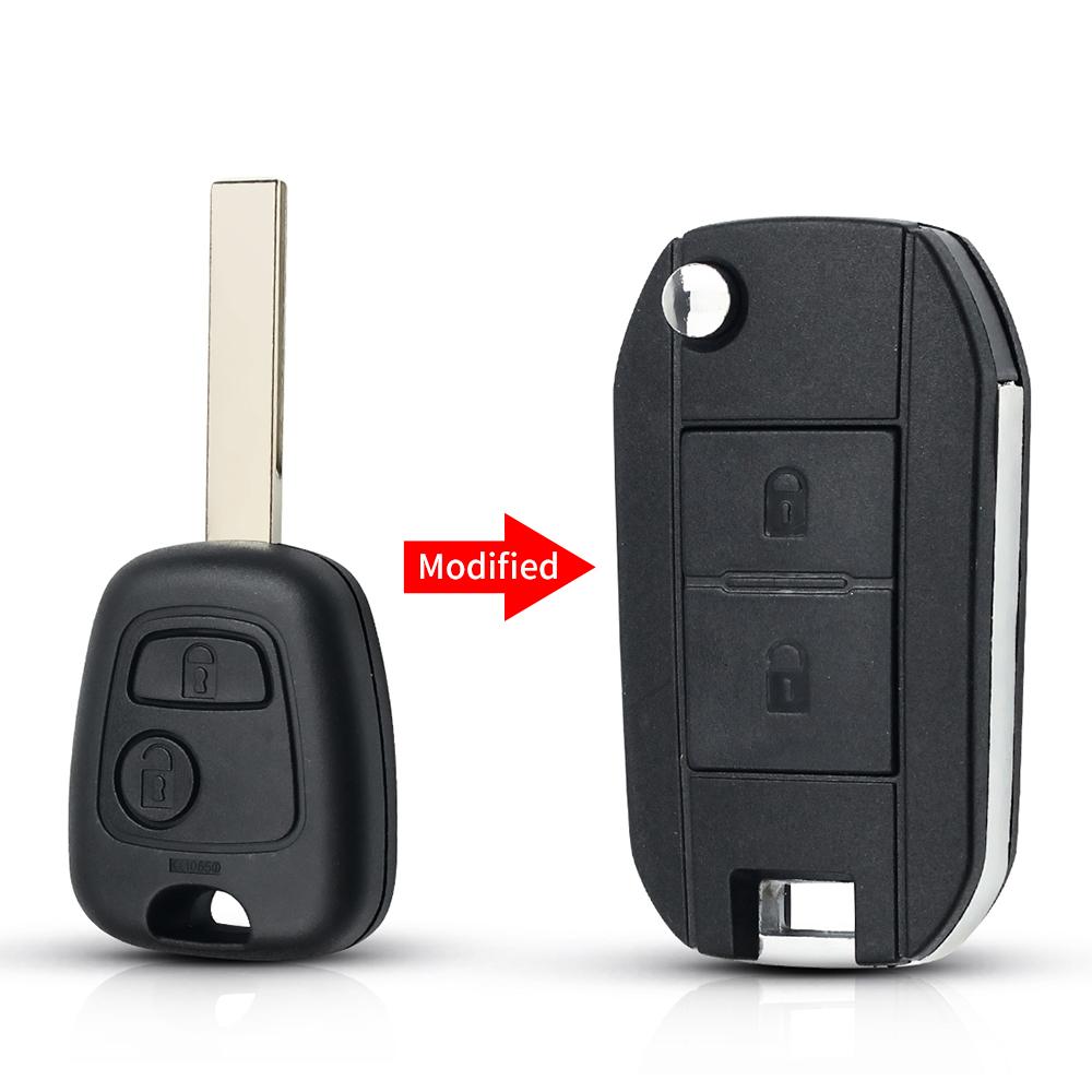 Modified Flip Folding Car Key Shell For Peugeot 307 107 207 407 Citroen C2 C3 Xsara Remote 2 Button Key Case Hu83 Blade