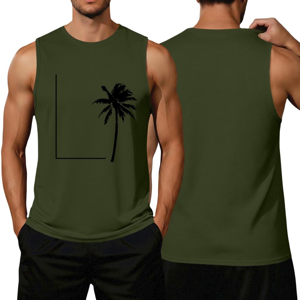 Men's Loose Fit Sleeveless Tank Top Casual Flag Print Summer Muscle Shirt Lightweight Breathable Fabric Comfortable Fit