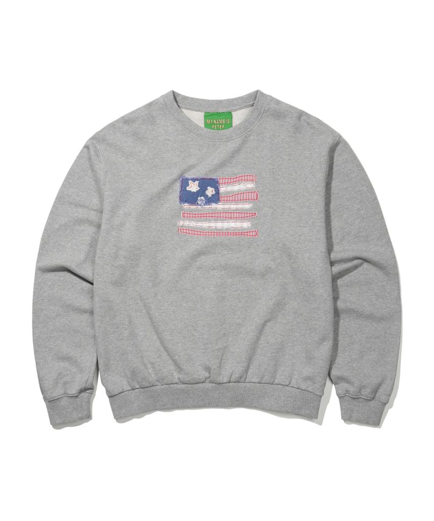Maineimijeupiteo Usa Flag Applique Sweatshirt - Gray