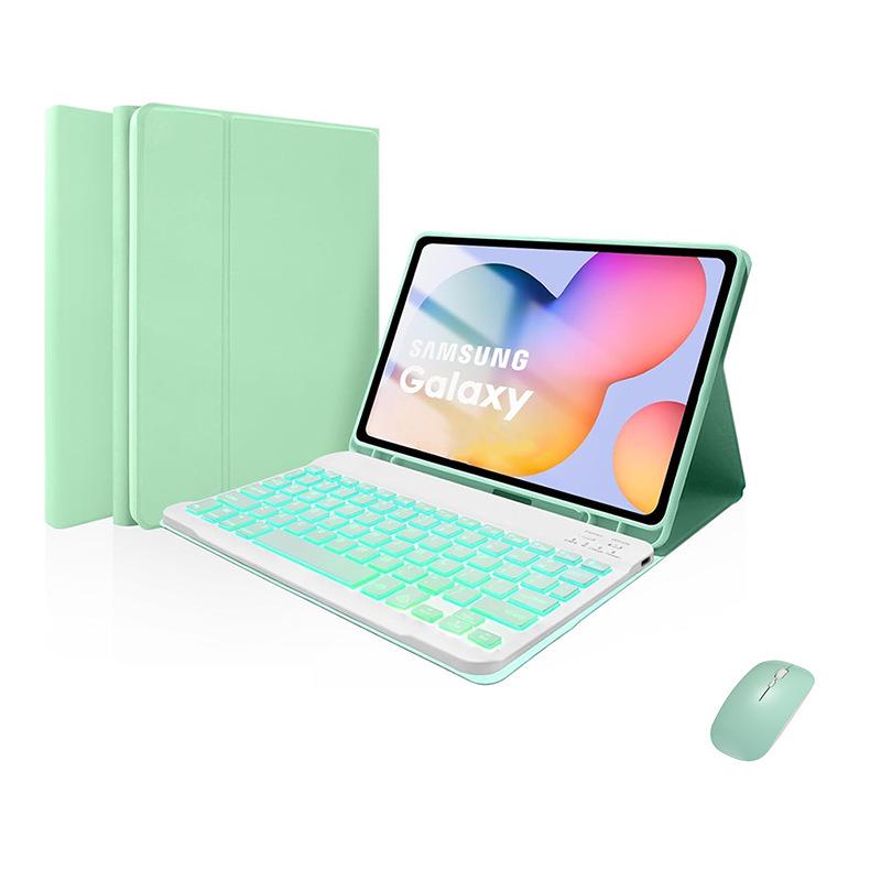 Compatible 2025 Samsung S11 Seven-Color Luminous Bluetooth Keyboard Case for Galaxy SM-X736 Silicone Tablet
