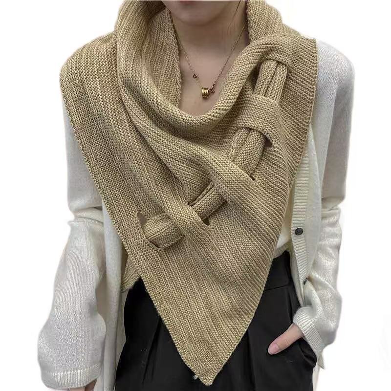 Spring and Autumn Triangle Scarf Knitted Wool Shawl Scarf Dual-purpose Air-conditioned Room Women's External Scarf Cross Shoulder Fashion