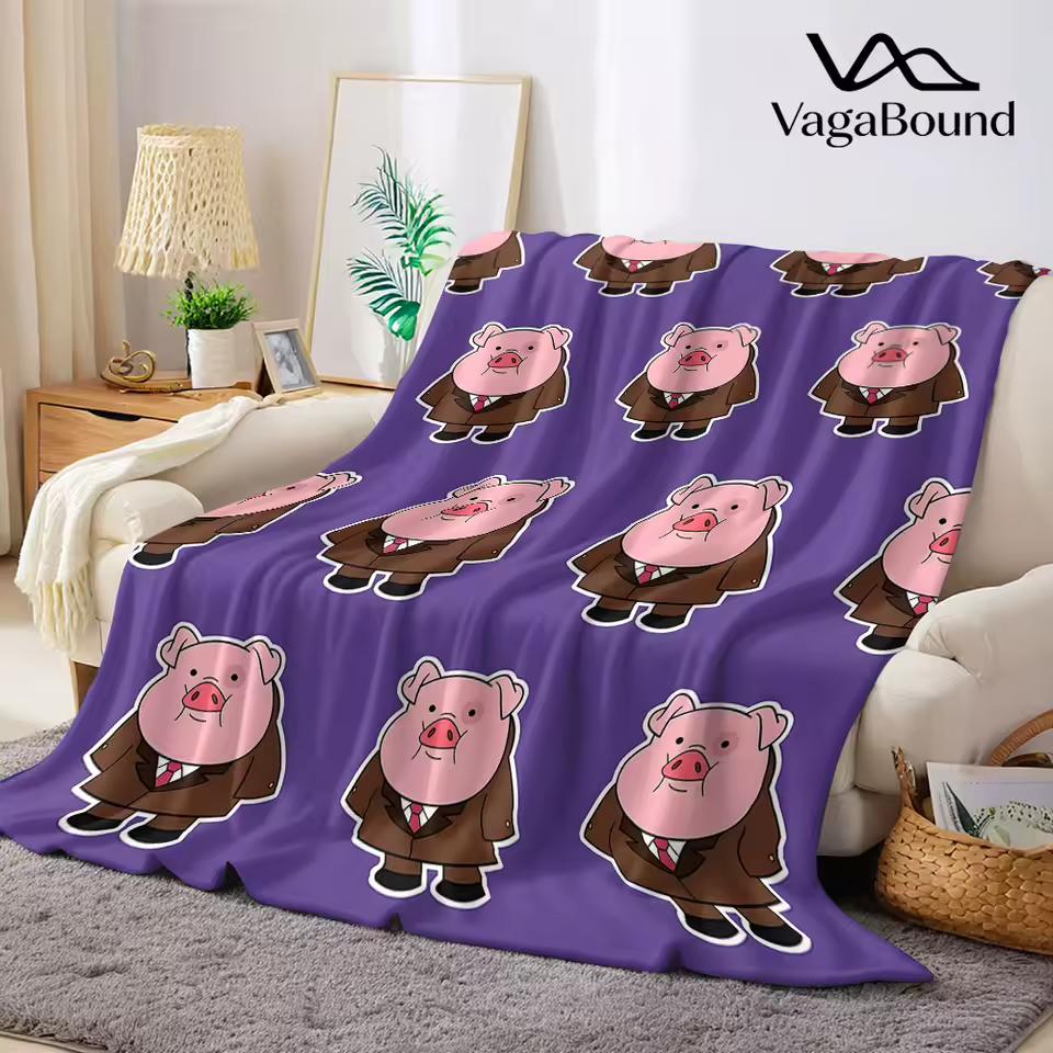 Suit Pig Flannel Blanket Warm Soft Halloween Christmas Decorative Couch Warm Cozy All-Season Gift