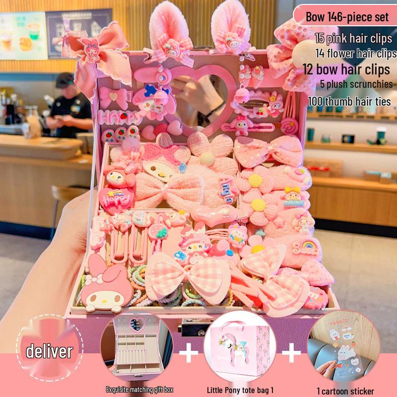 

Подарочный набор детских аксессуаров для волос: Милые заколки для волос, шкатулка для драгоценностей принцессы, повязки на голову и резинки для волос на день рождения