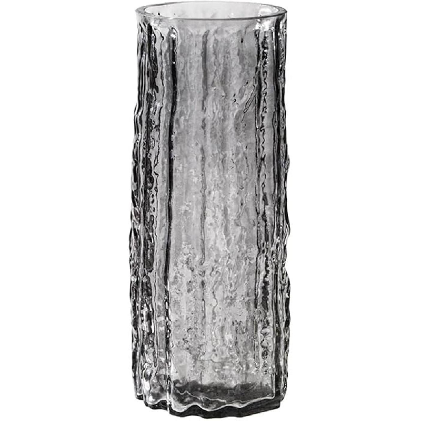 Прозрачная стеклянная ваза цилиндр 7  ребристая утолщенная ваза для цветов хрустальная ваза для современных центральных элементов домашний декор гостиная спальня обеденный стол офис серый