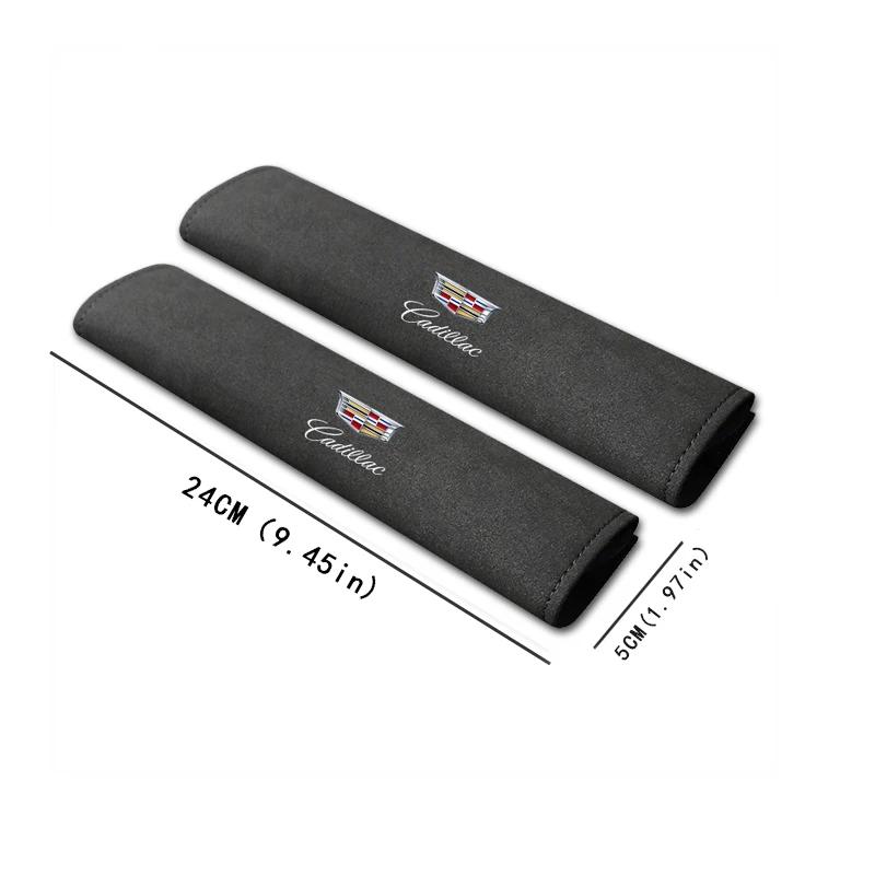 AABHR1 2pcs Suede Car Safety Belt Pad Protector Covers for Cadillac Escalade CTS ATS SRX Deville XT4 XT5 XT6 XTS SLR XLR CT4 CT5 CT6
