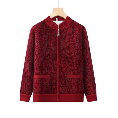 Middle-aged and Elderly Women's Thick Cardigan Sweater 60 Years Old 70 Mother's Sweater Grandma's Autumn New Cashmere Coat
