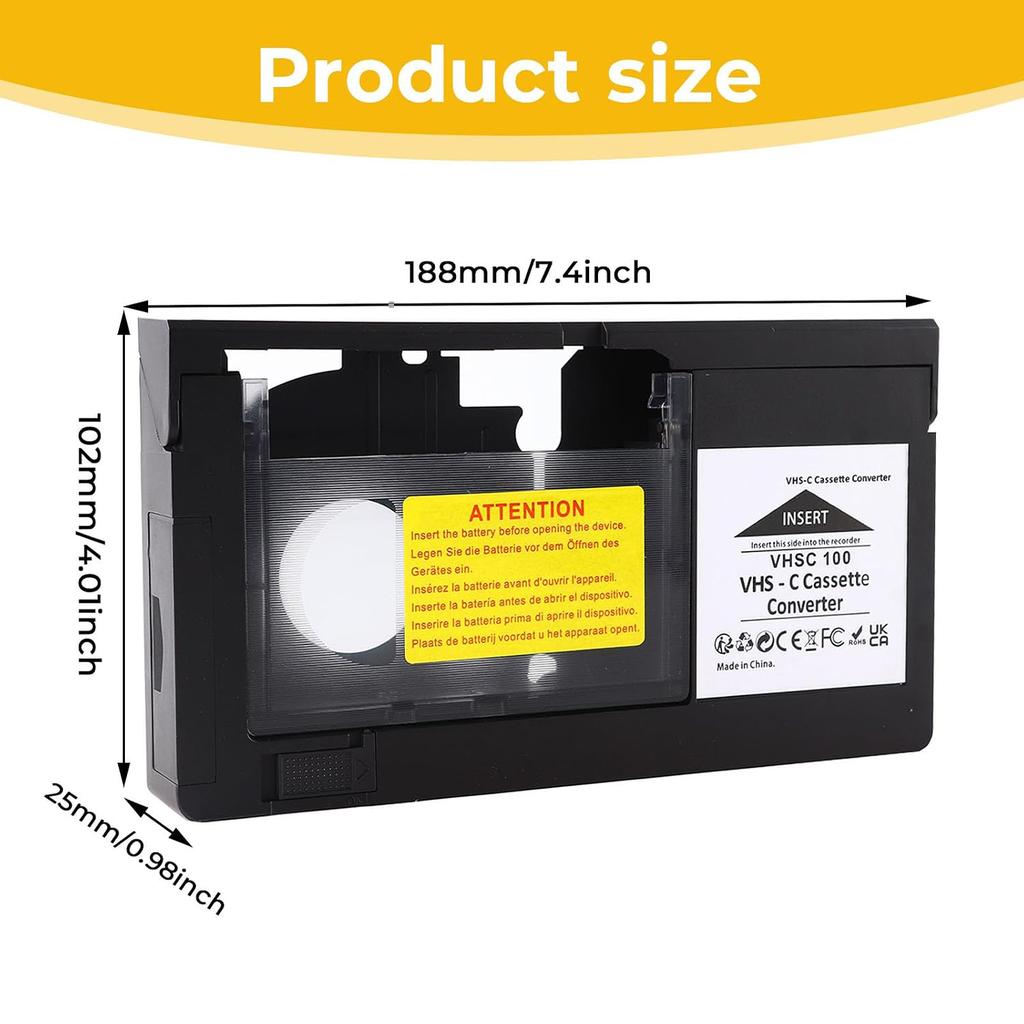 VHS-C Cassette Converter for JVC for RCA for Panasonic VHS to VHSC SVHS-C Cassette Adapter, Not for 8mm/MiniDV/Hi8 A111
