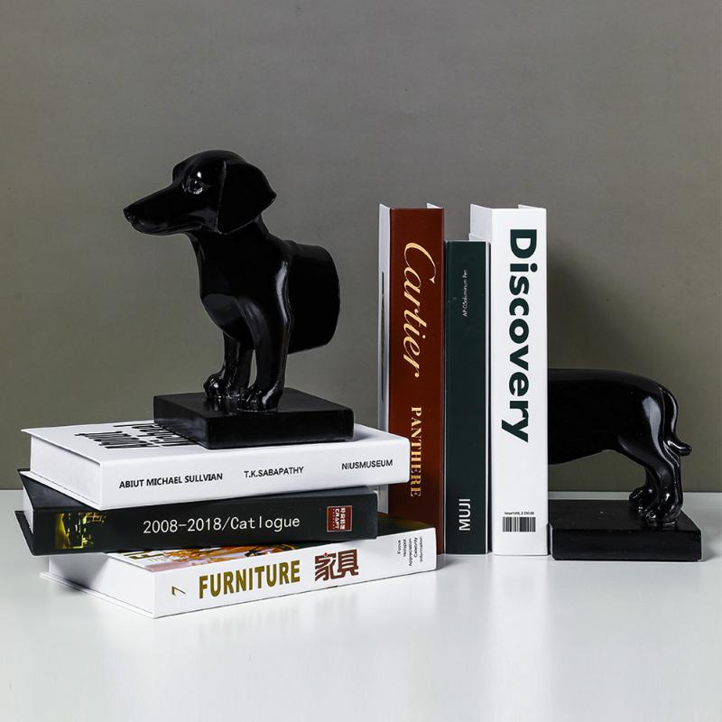 Fake Books Luxury Decoration Dachshund Sculpture Animal Office Desk Decorative Bookend Book Accessories Luxury Decorative Book