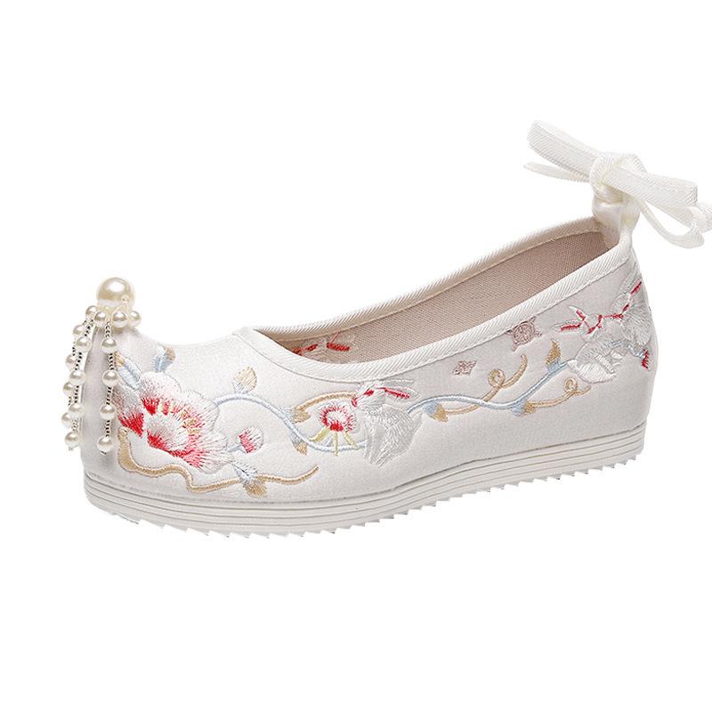 Frühling Sommer Kreuzbein Hanfu Damen Stickerei Schuhe: Antiker Stil, Erhöhte Sohle