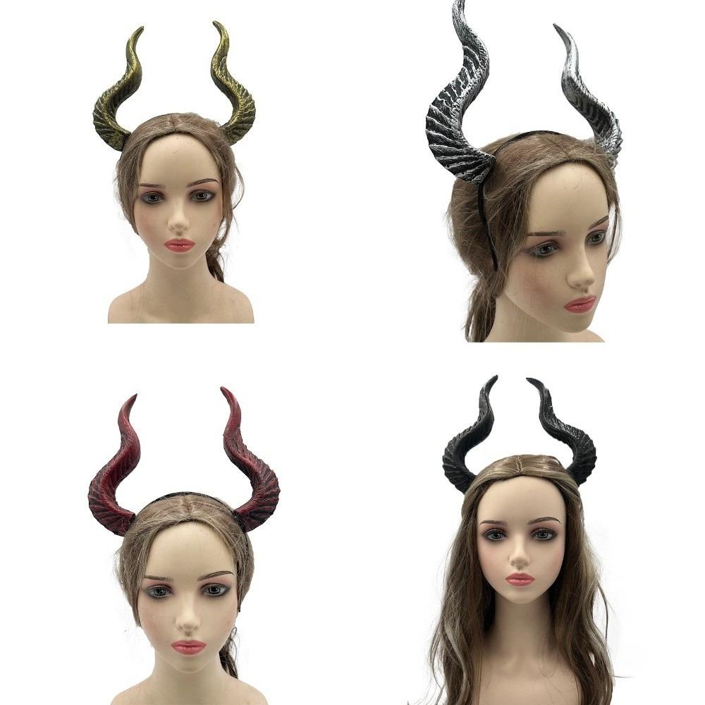 Ox Horn Cosplay Hairband Dark Series Halloween Hair Hoop Cool Halloween Horns Headband Lady