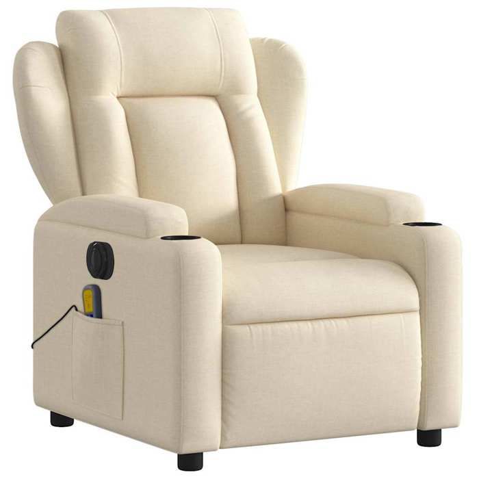 VidaXL Electric Massage Recliner Cream Fabric 3204479
