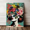 Canvas Painting Portrait Woman Flowers
