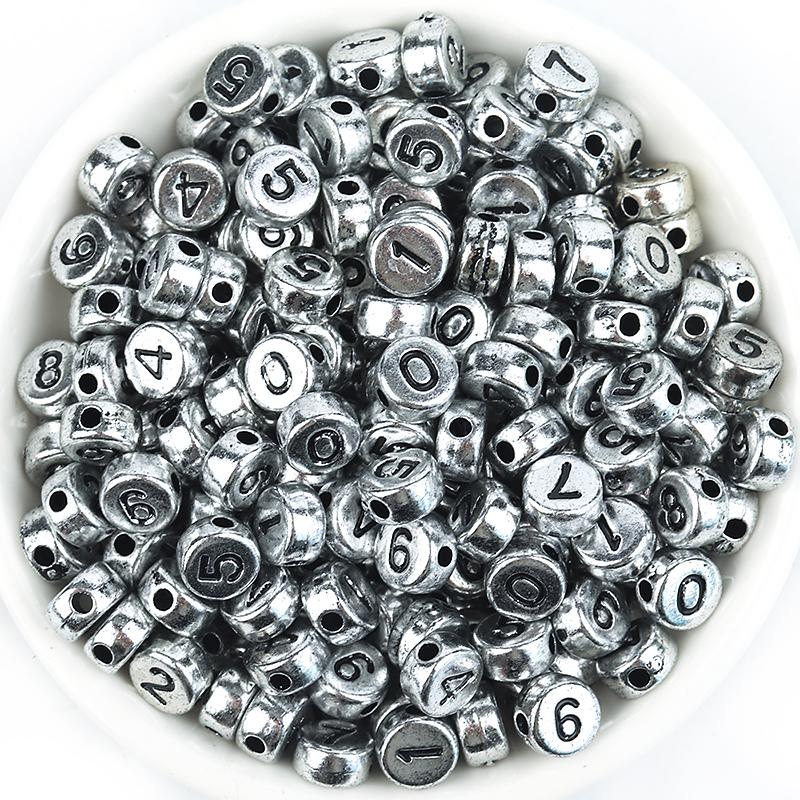 100pcs 7mm Multicolor Acrylic Alphabet Beads Heart Numbers Letter Loose Beads For Jewelry Making DIY Bracelets Gift Wholesale