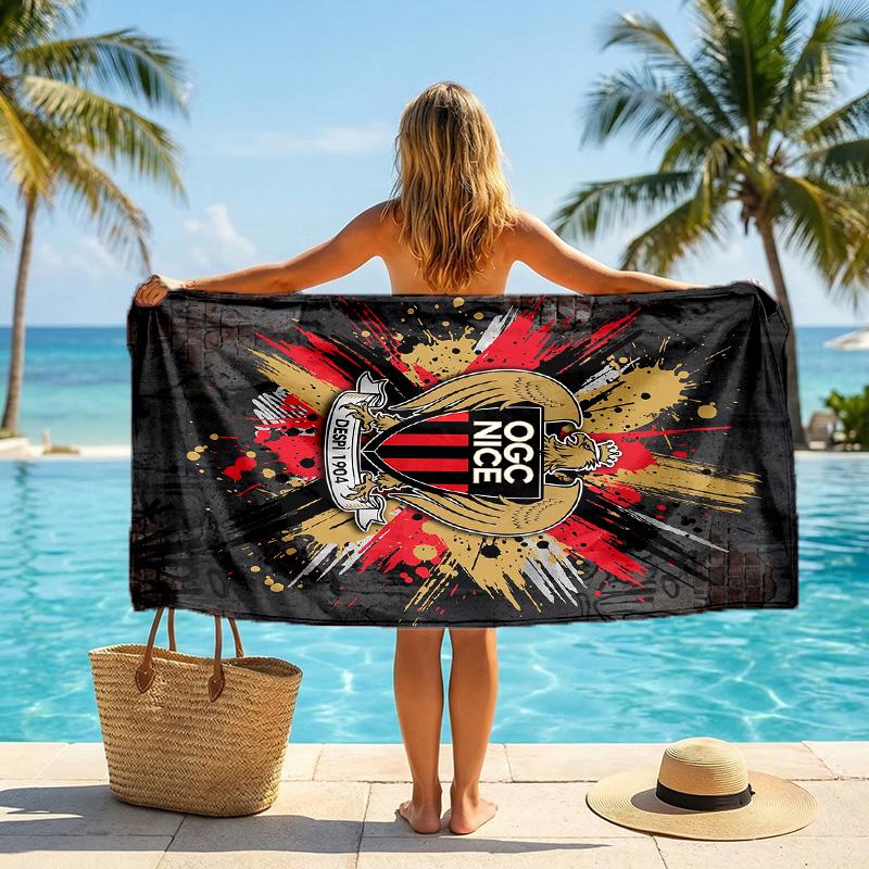 OGC Nice FC Druck Schnelltrocknendes Strandtuch Mikrofaser Saugfähig Tragbares Reise-Handtuch zum Schwimmen