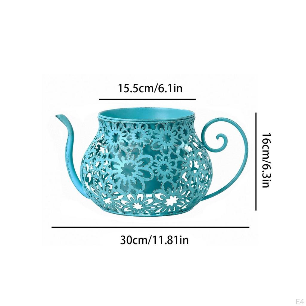 Metal Planter with Saucer Wrought Iron Look Decorative Flower Pot Vintage Style for Gardeners,