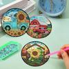 8 Pieces/set of Diamond Painted Car Pattern Coasters, DIY Coasters with Holder, Suitable for Beginners and Adults, Art and Craft Supplies Gifts