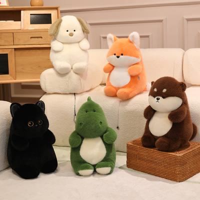 Chubby Dinosaur Fox Dog Cat Otter Plush Toy Soft Stuffed Cartoon Animal Doll Baby Sleeping Companion Pillow Kids Sweet Gifts