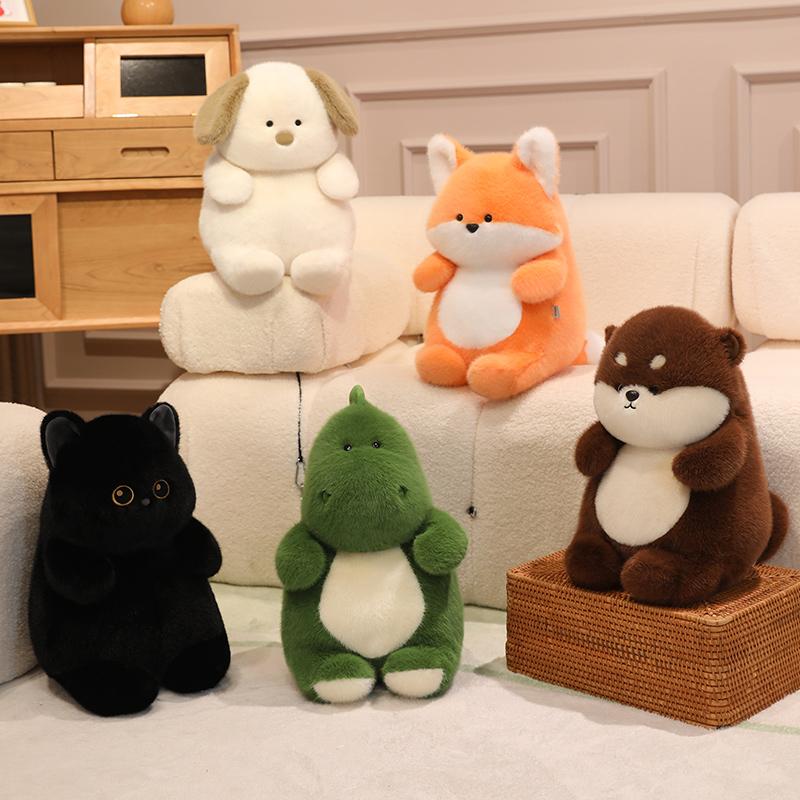 Chubby Dinosaur Fox Dog Cat Otter Plush Toy Soft Stuffed Cartoon Animal Doll Baby Sleeping Companion Pillow Kids Sweet Gifts