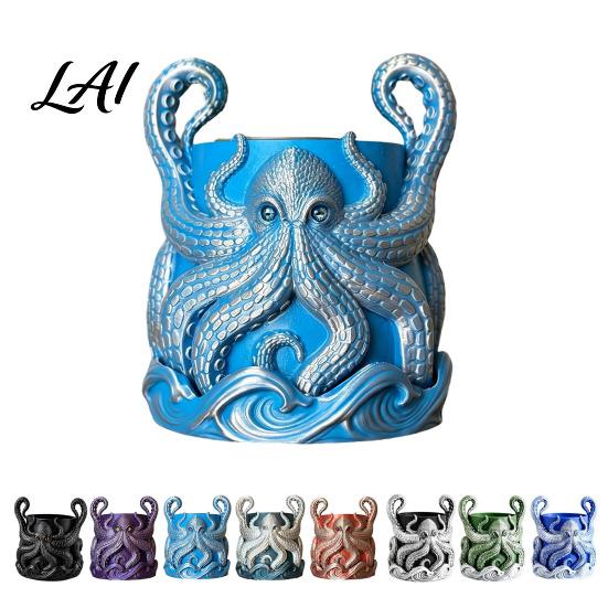 Ocean Themed Planter 3D Printed Octopus Planter with Tray Plant Holder Nautical
