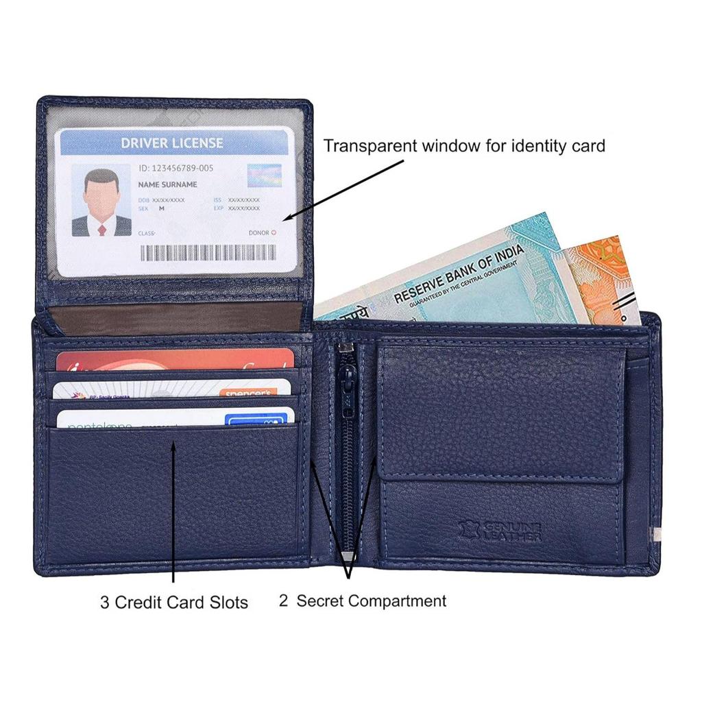 Stag Blue/Sand Leather Wallet for Men