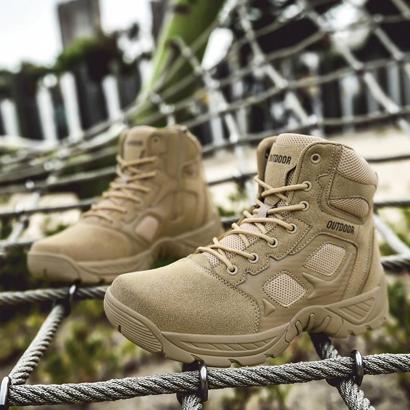 Military boots men's large size combat boots desert boots hiking shoes large size men's shoes non-slip and wear-resistant outdoor training shoes