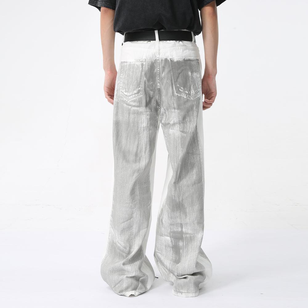 Men's Summer New Products, Trendy and Niche Design, Hand Drawn Dirty Jeans for Casual Wear