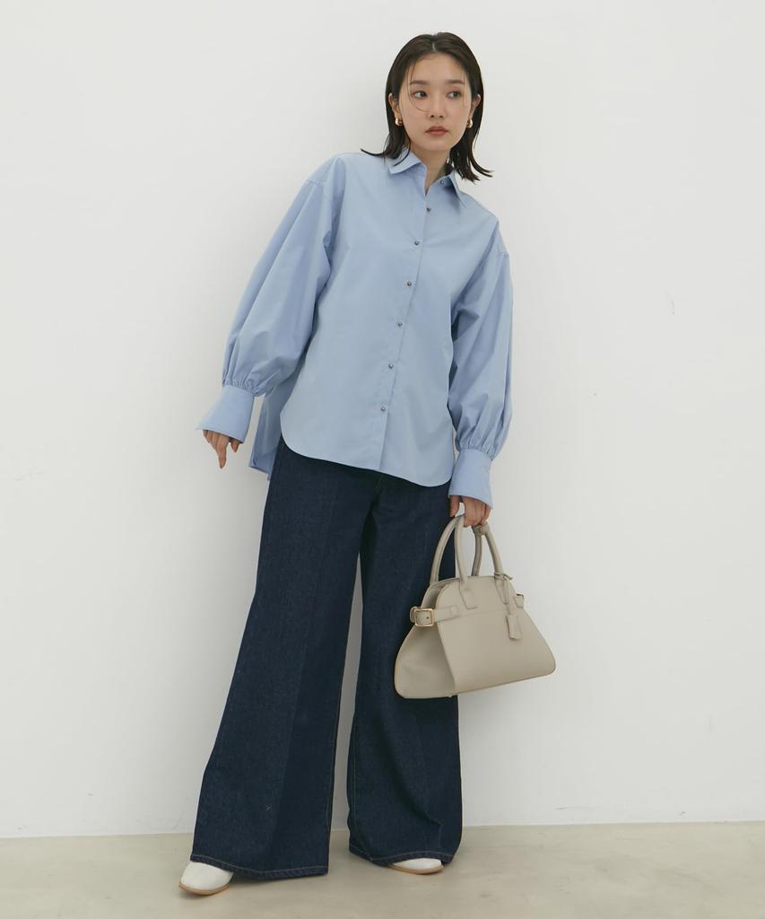 Bis Back Pleated Sax Women's Shirt, Near-Infrared Protection/UV Protection, (48)