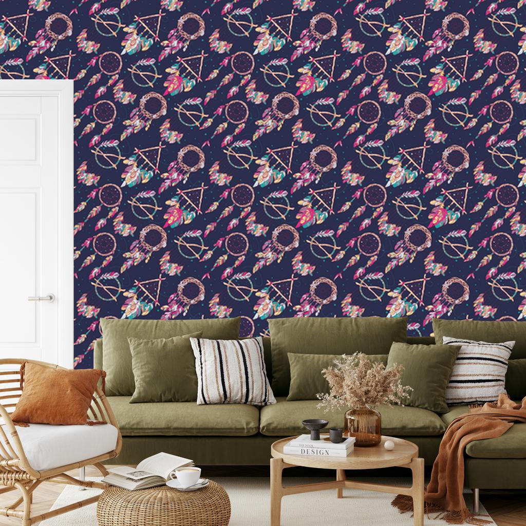 Colorful Dreamcatchers Wallpaper for Living Room and Bedroom 50x1000